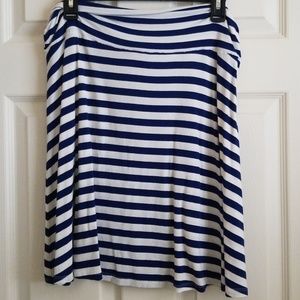 Blue and Off-White Stripe Skater Skirt